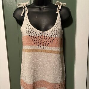 POL Cream and Pink Knit Tank Top